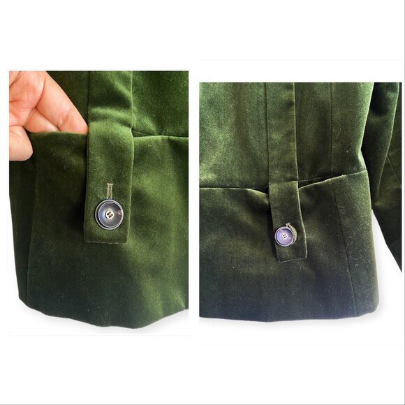 Chloe Velvet Cropped Blazer Green Cotton FR42 Made in France - Picture 10 of 15